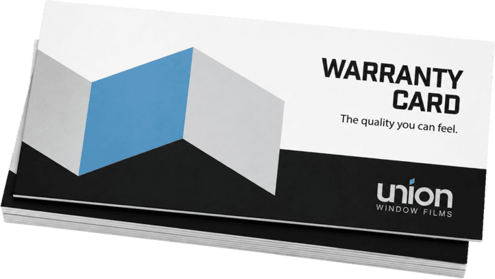 Union Window Films warranty card pack for the lifetime warranty program